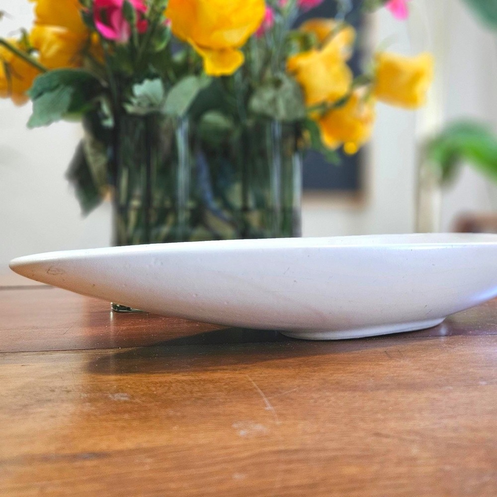 Vtg Maurice of California Mid Century Modern White Canoe Serving Platter 16" USA